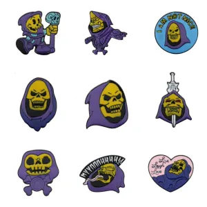 Halloween Purple Turban Skull King Alloy Brooch 9 Pack