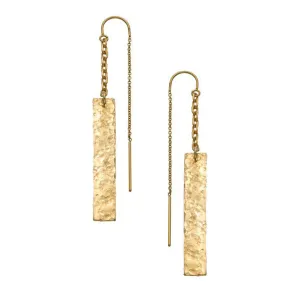 Hammered Bar Thread Thru Earrings - 14K Gold-filled