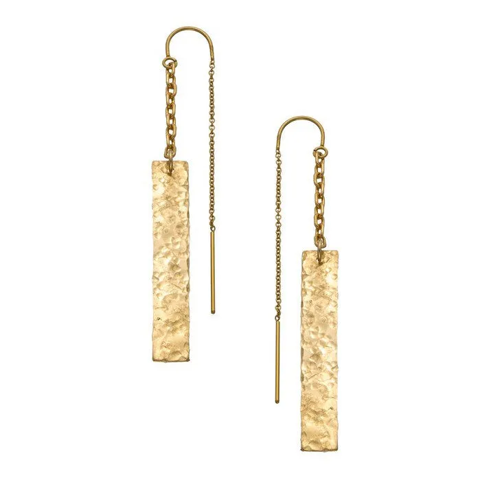 Hammered Bar Thread Thru Earrings - 14K Gold-filled