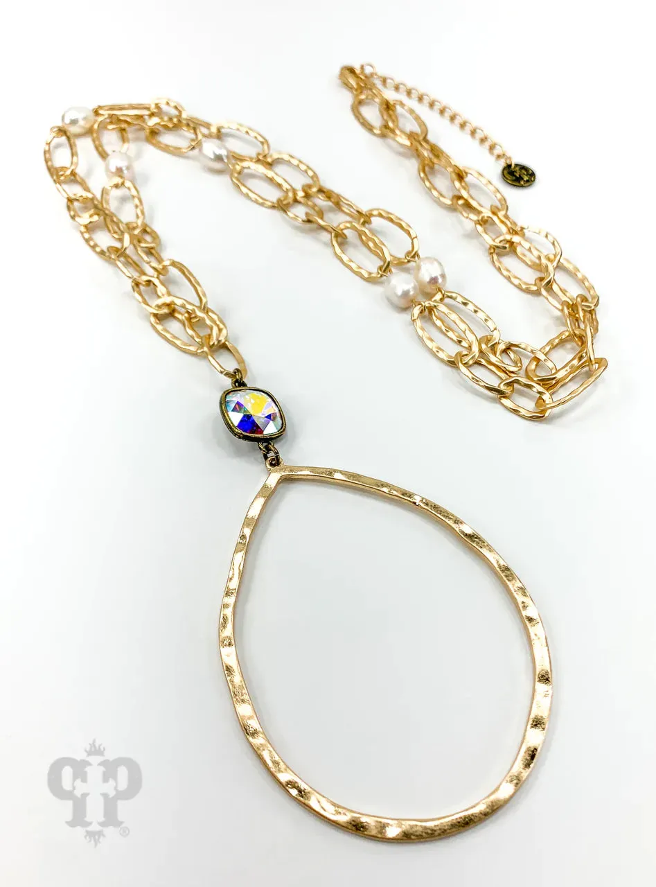 Hammered Open Teardrop Necklace