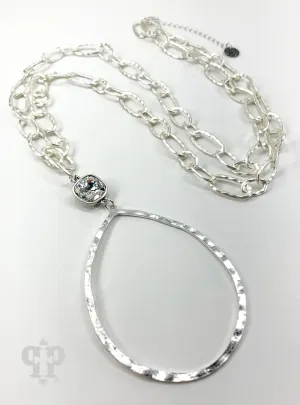Hammered Open Teardrop Necklace