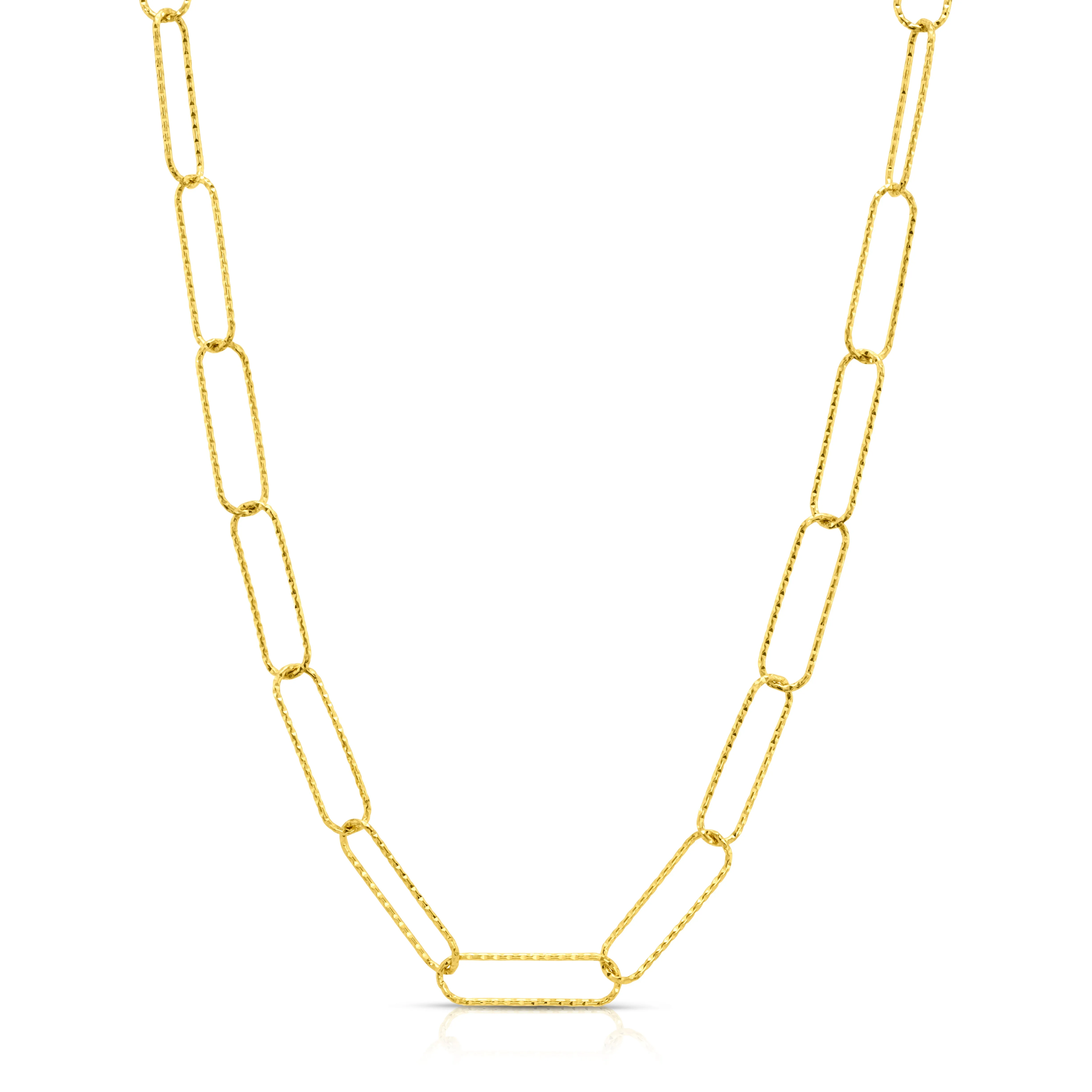 HAMMERED OVAL LINK NECKLACE, GOLD