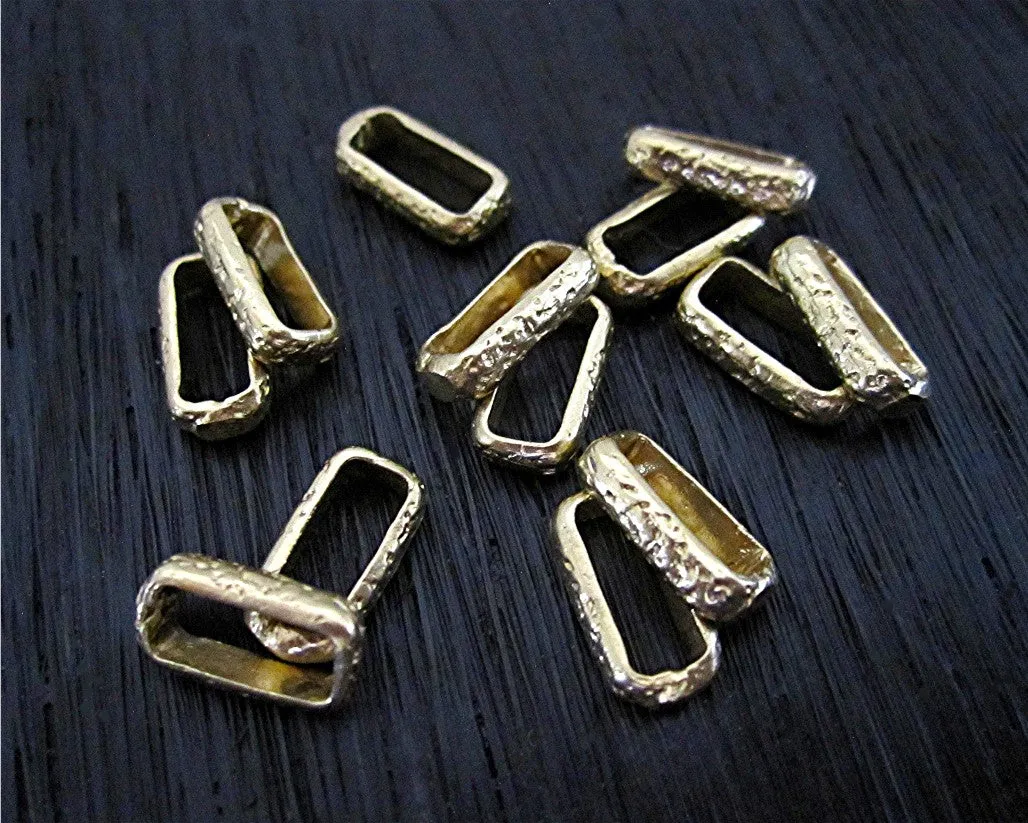 Hammered Textured Gold Bronze Rectangular Jewelry Links (set of 2)(N)