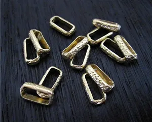 Hammered Textured Gold Bronze Rectangular Jewelry Links (set of 2)(N)