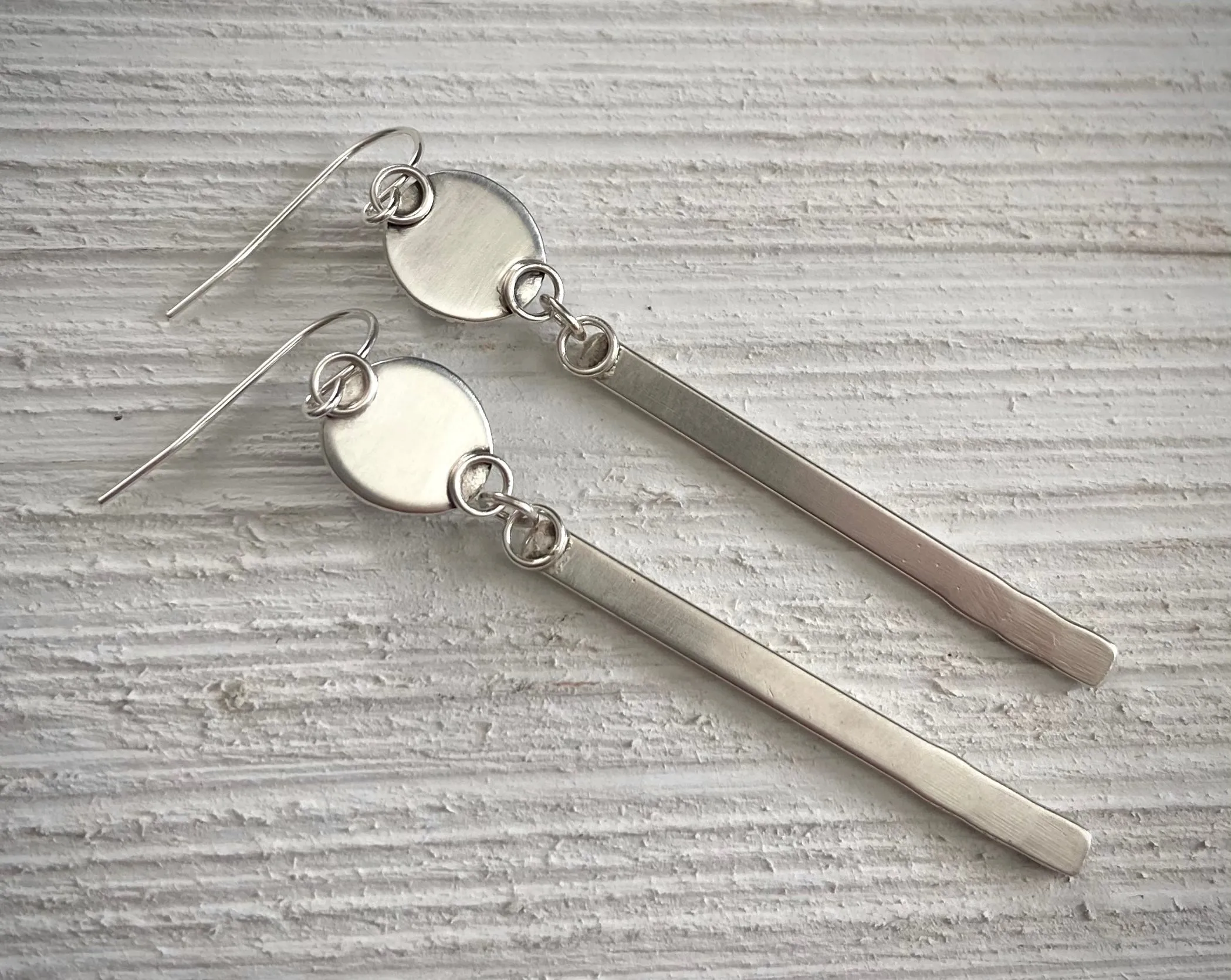 Hand Stamped Kingman Turquoise Bar Earrings~