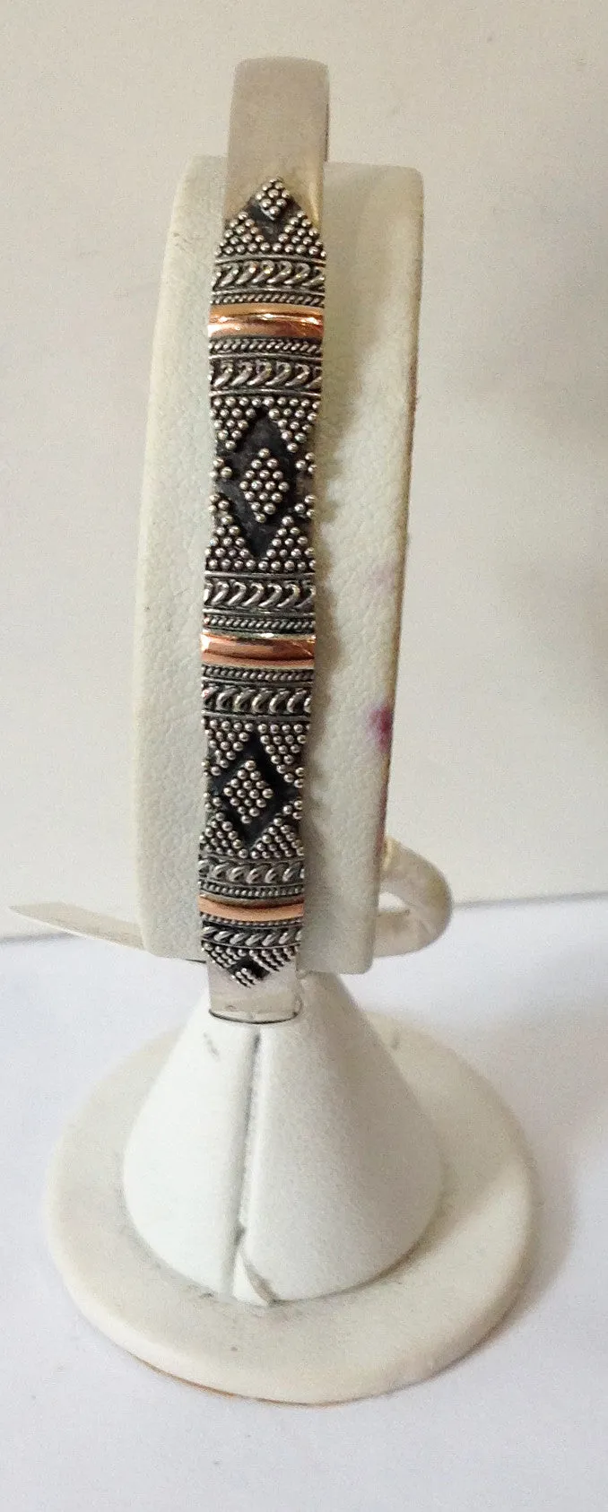 Handmade Balinese Sterling Silver and Gold Cuff Bracelet