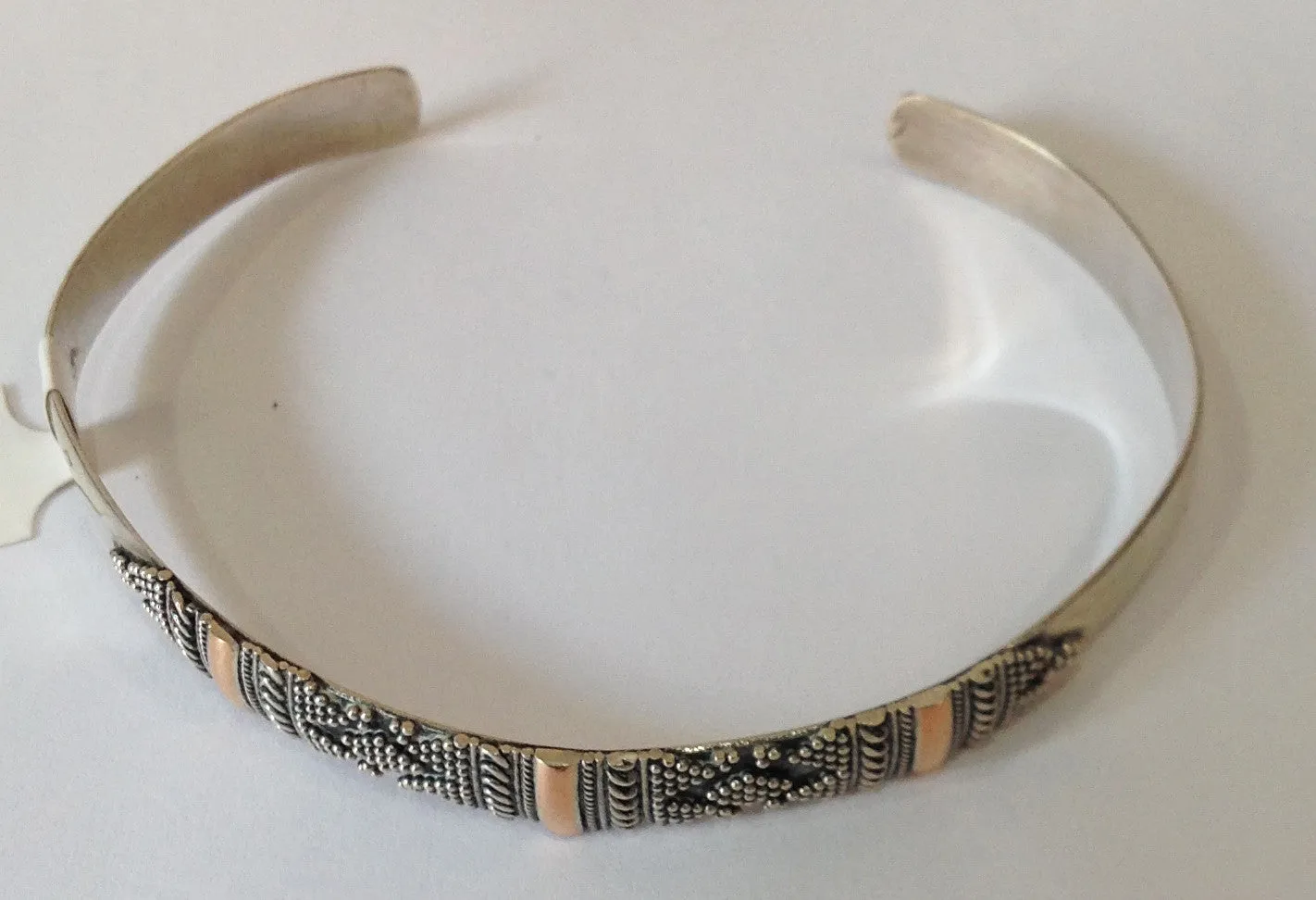 Handmade Balinese Sterling Silver and Gold Cuff Bracelet