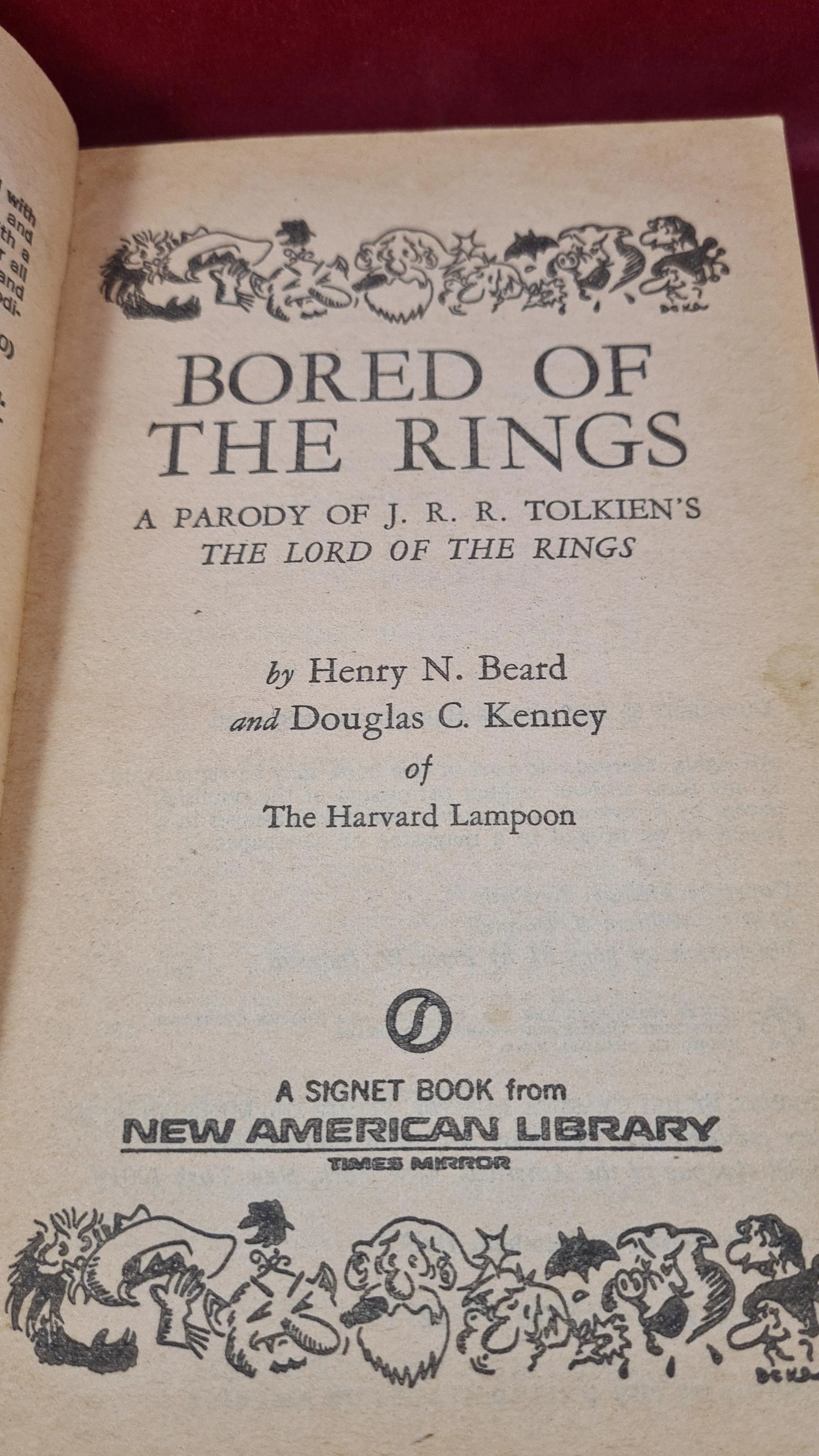 Harvard Lampoon - Bored of the Rings, Signet Book, 1969, First Edition, Paperbacks