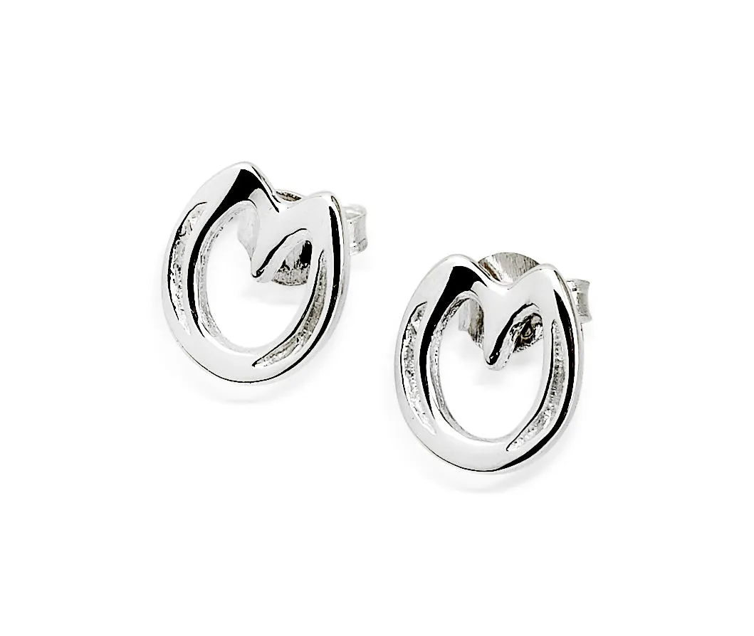 Heart Bar Earrings, Sterling Silver