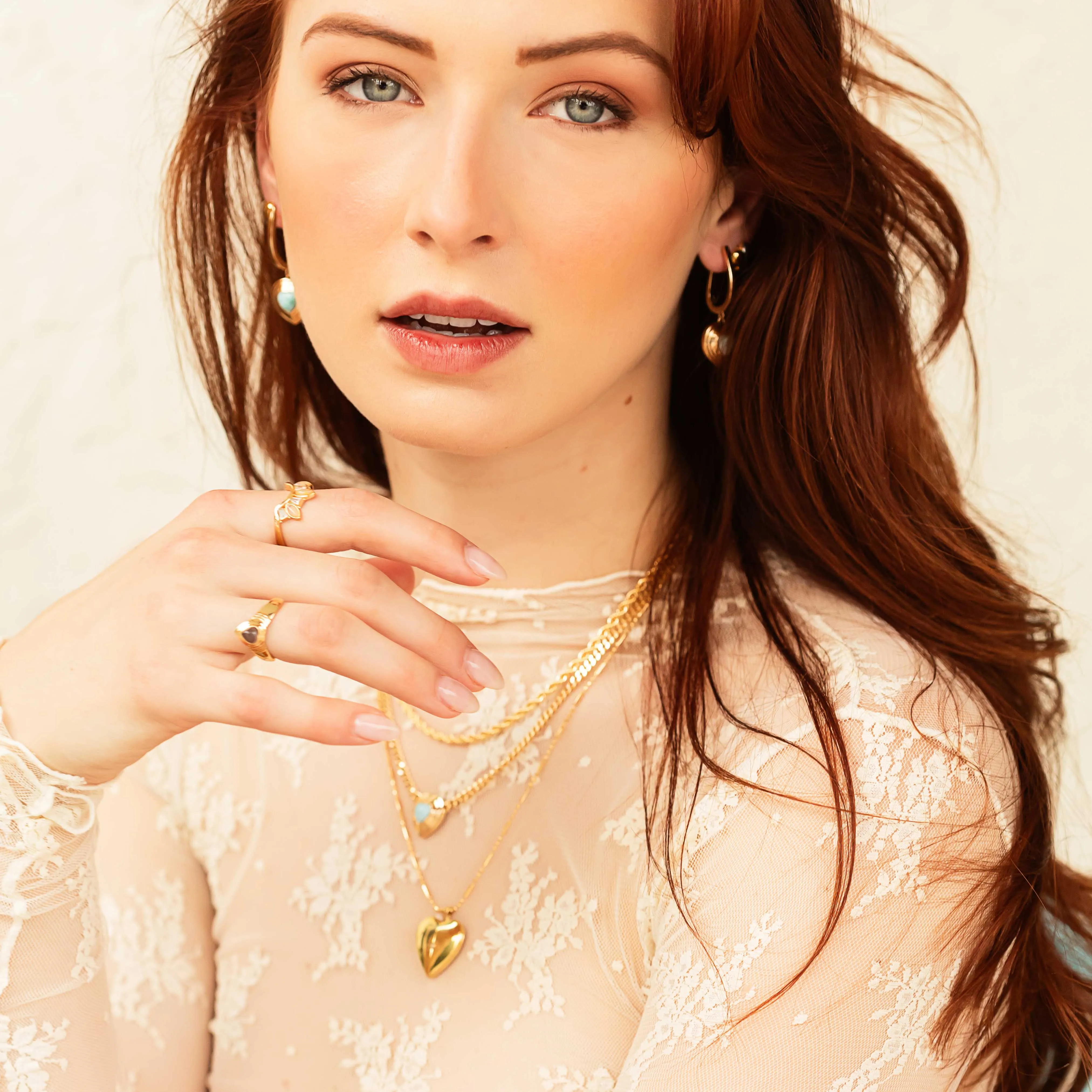 Heart of Stone Hoop Earrings- Larimar