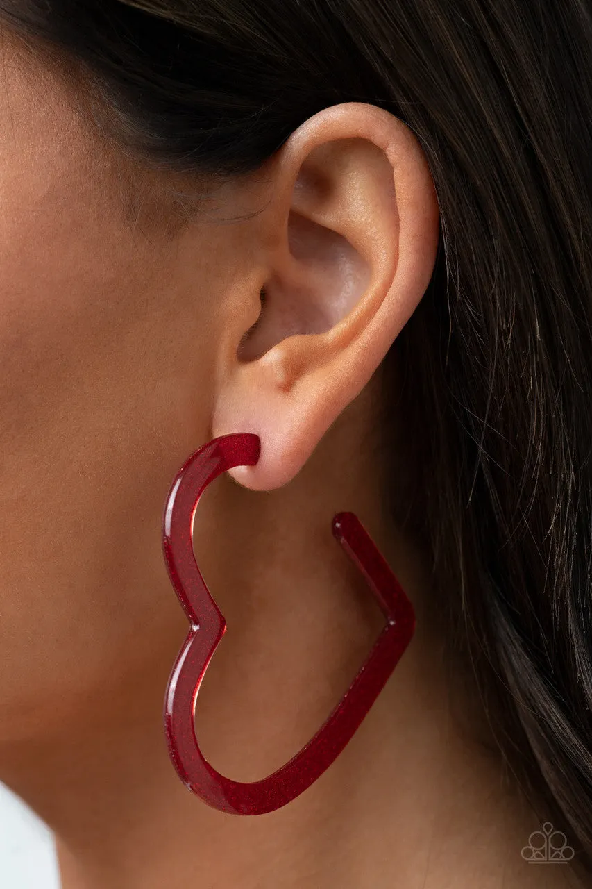 Heart-Throbbing Twinkle Red Paparazzi Earrings