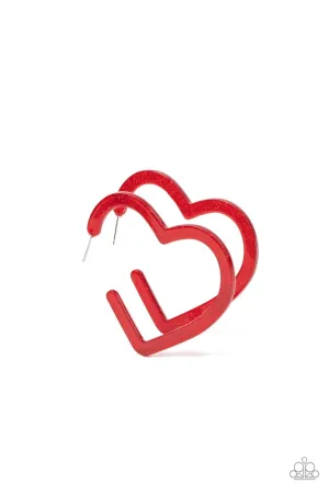 Heart-Throbbing Twinkle Red Paparazzi Earrings