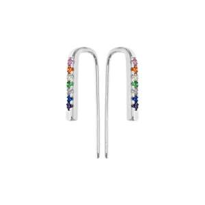 Heidi rainbow CZ bar earrings
