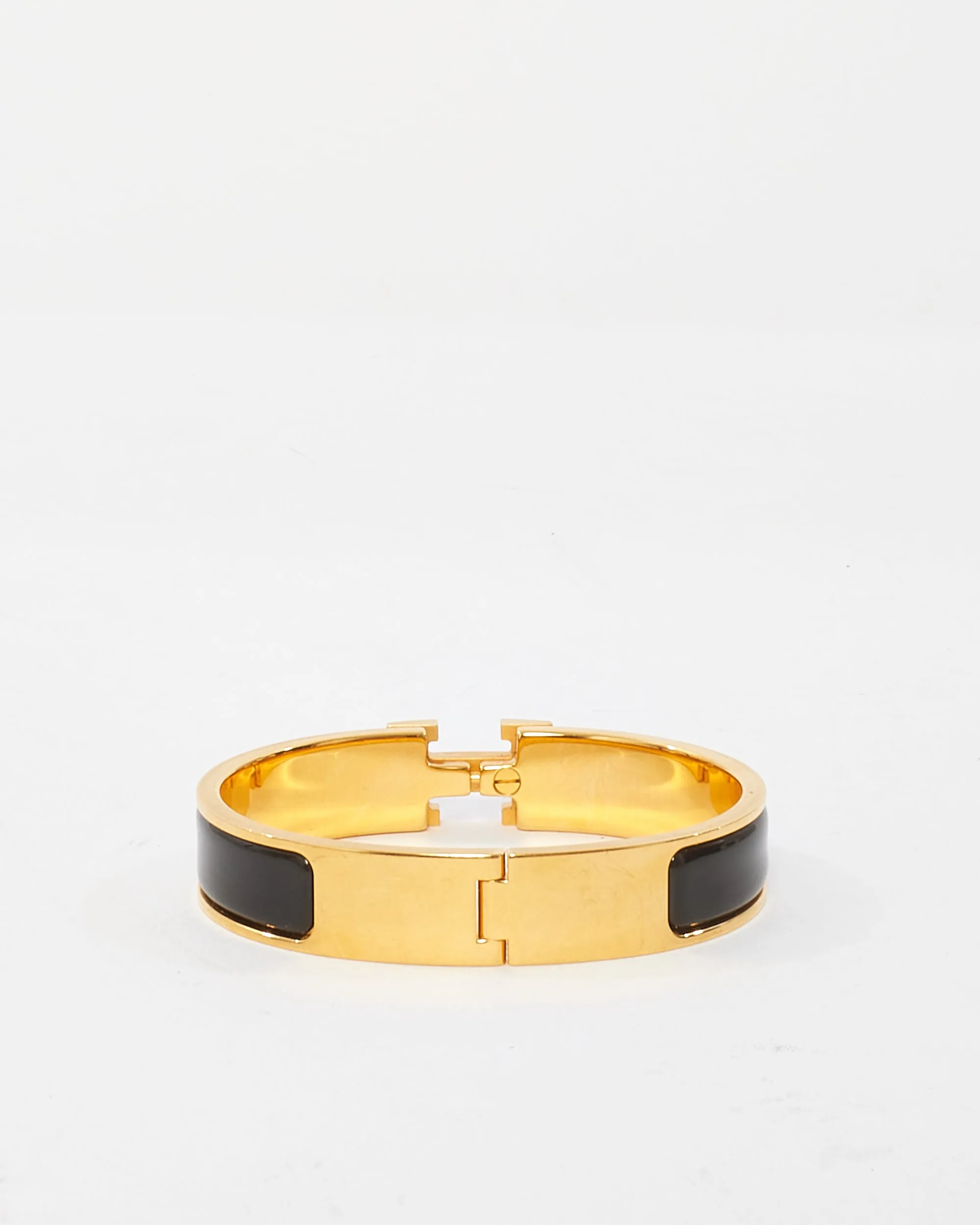 Hermès Black & Gold Thin Clic Clac Bracelet - PM