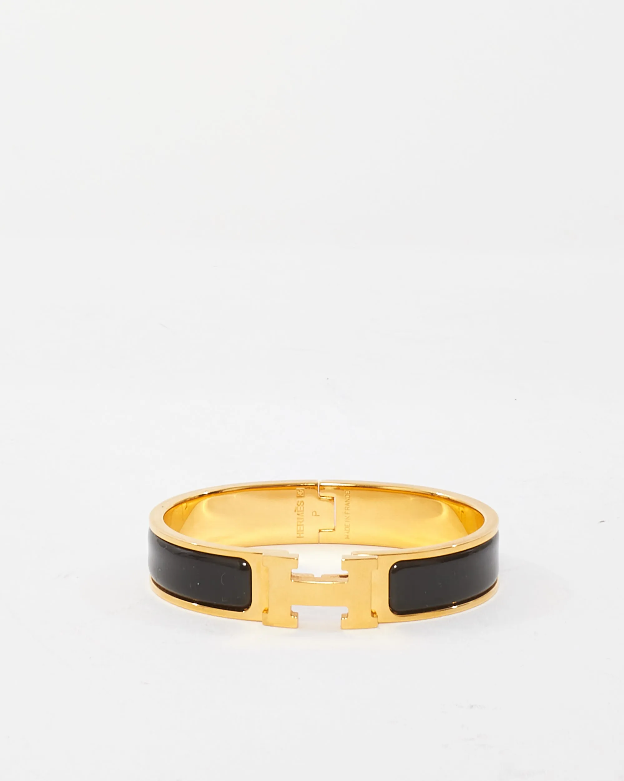 Hermès Black & Gold Thin Clic Clac Bracelet - PM