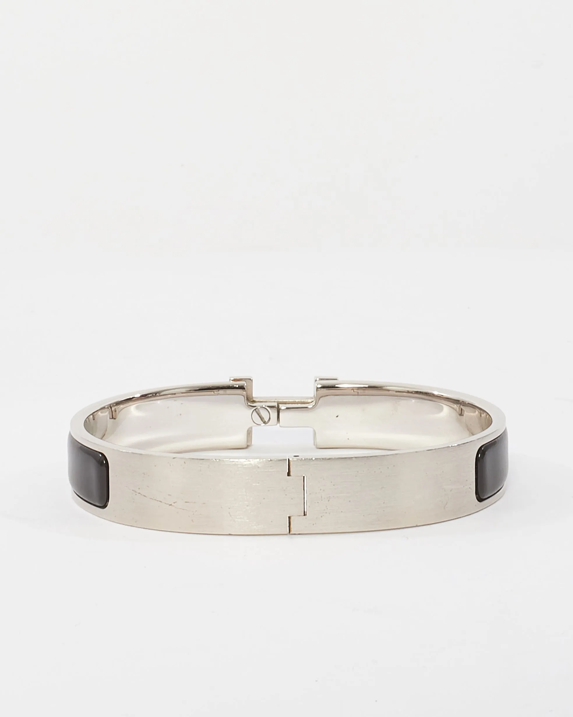 Hermès Black & Silver Thin Clic Clac Bracelet - GM