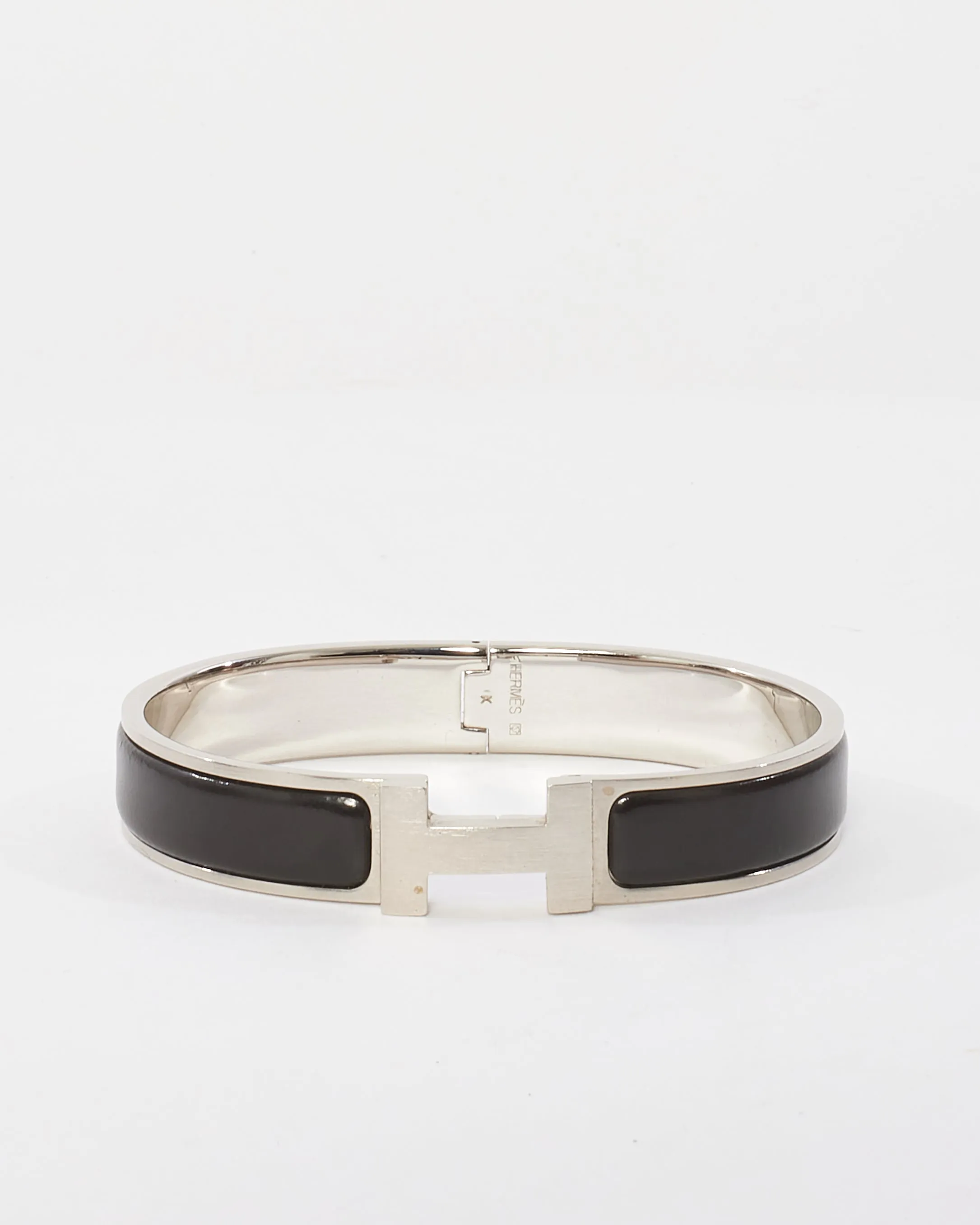 Hermès Black & Silver Thin Clic Clac Bracelet - GM