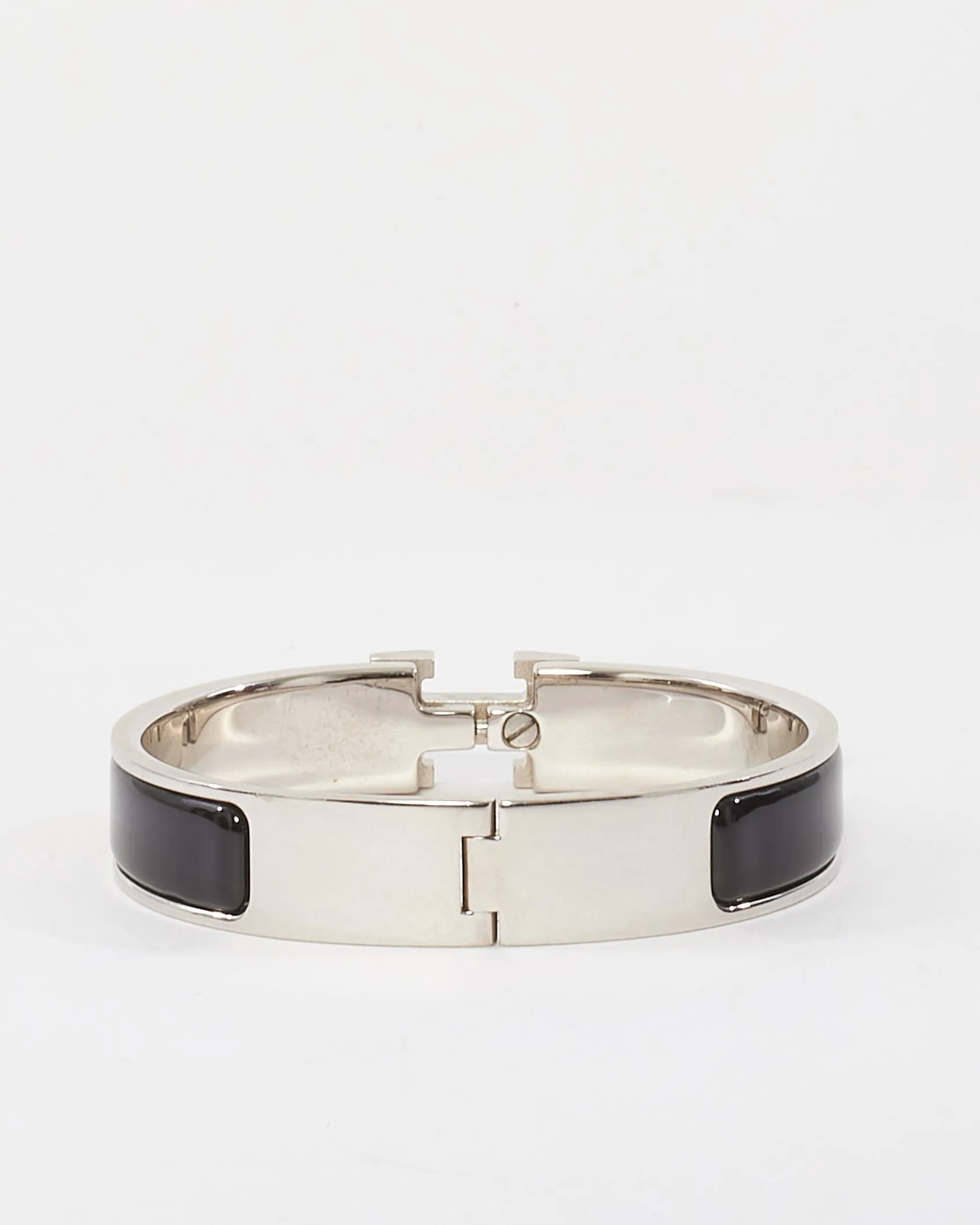 Hermès Black & Silver Thin Clic Clac Bracelet - PM