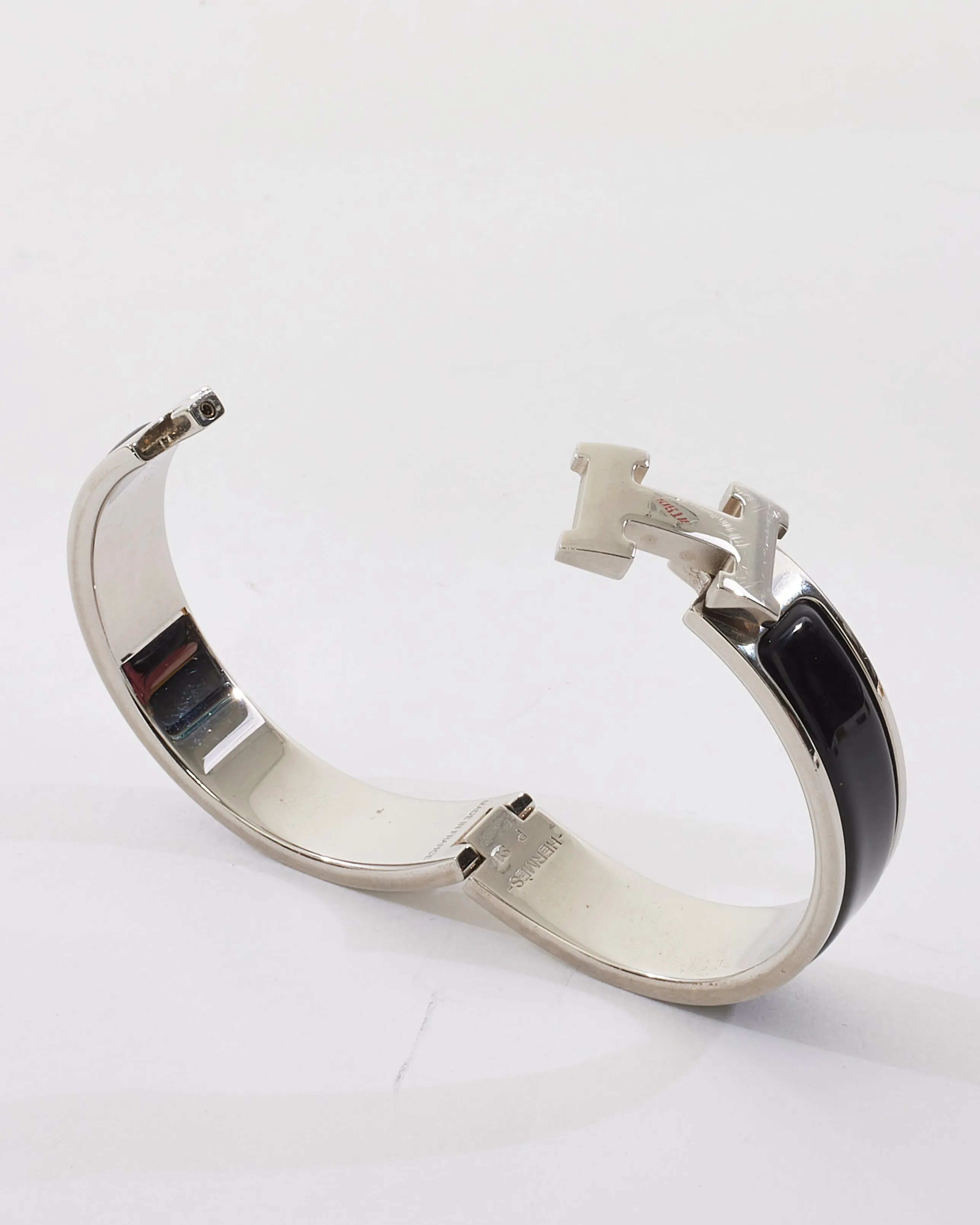 Hermès Black & Silver Thin Clic Clac Bracelet - PM