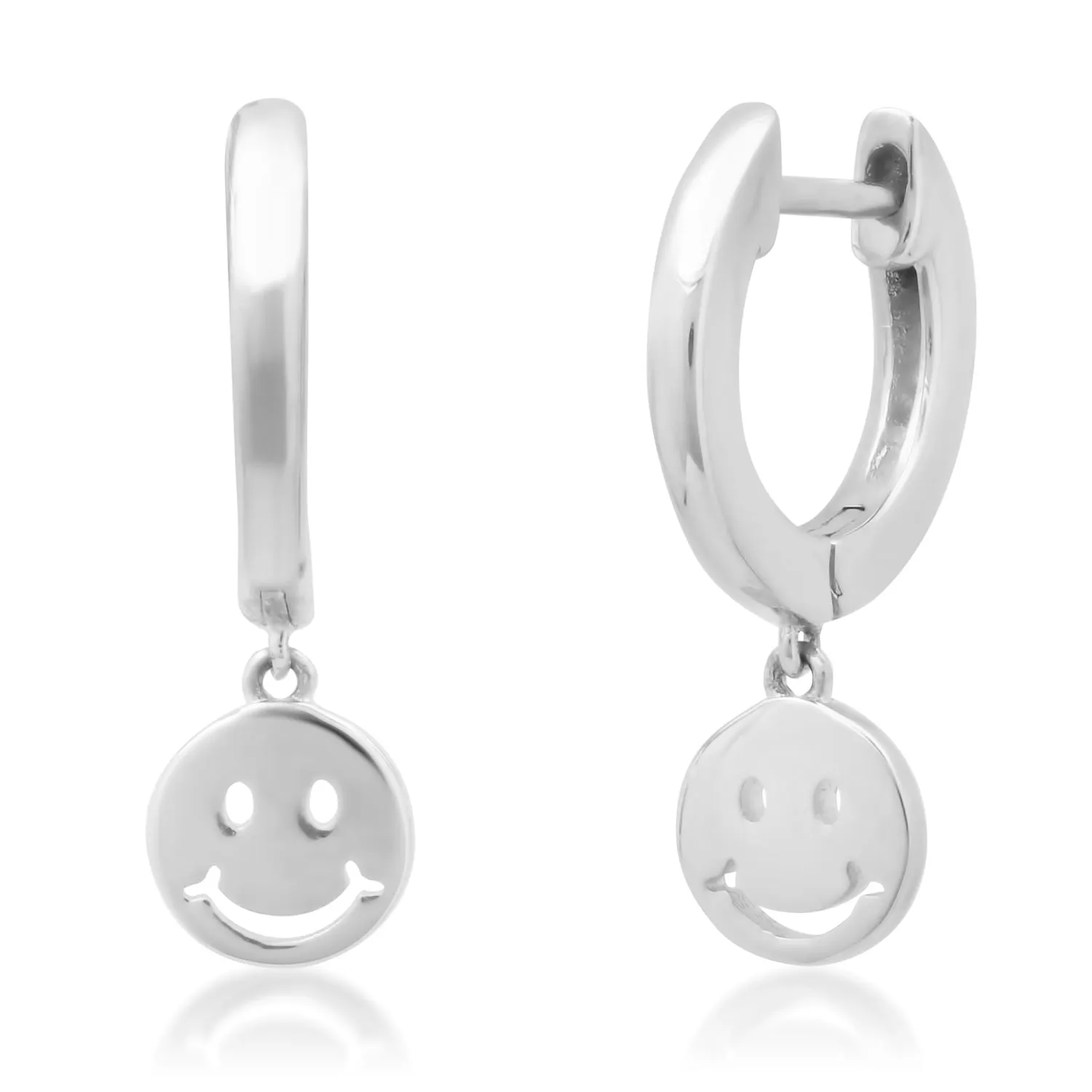 High Polish Smiley Face Huggie Hoops