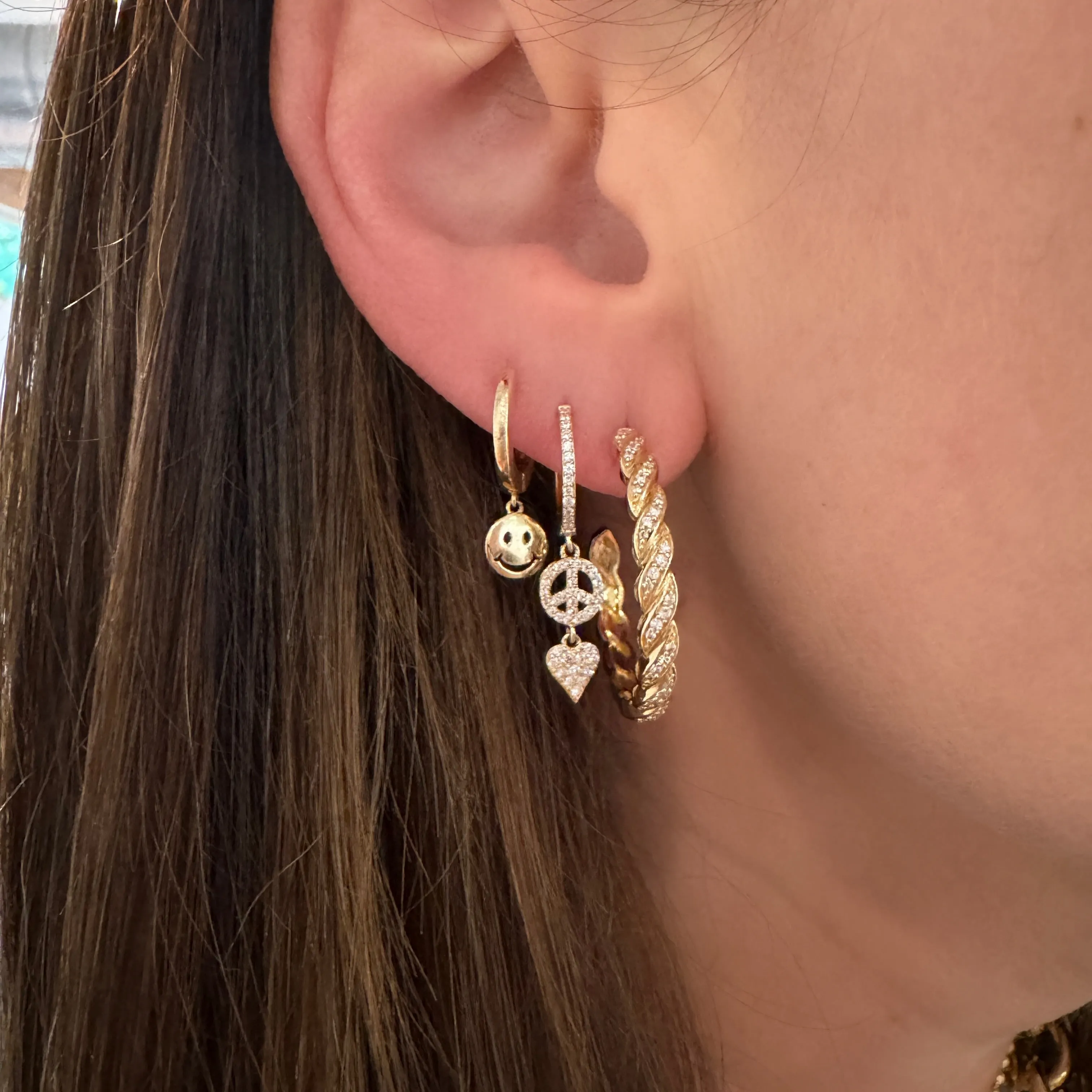 High Polish Smiley Face Huggie Hoops