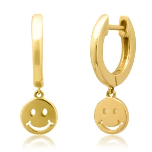 High Polish Smiley Face Huggie Hoops