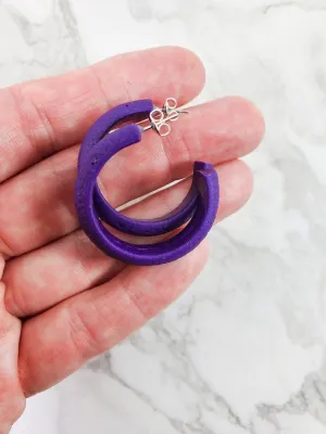 Hoop Earrings Medium - Purple
