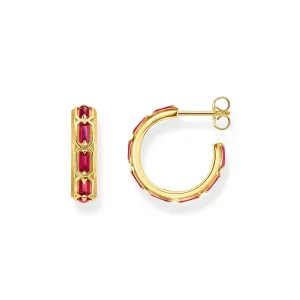 Hoop earrings with red stones