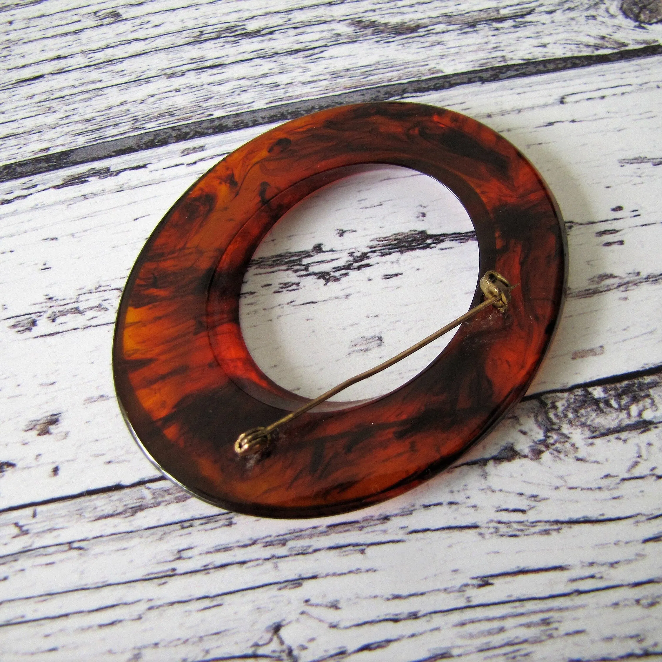 Huge 1930s Art Deco Amber Bakelite  Brooch