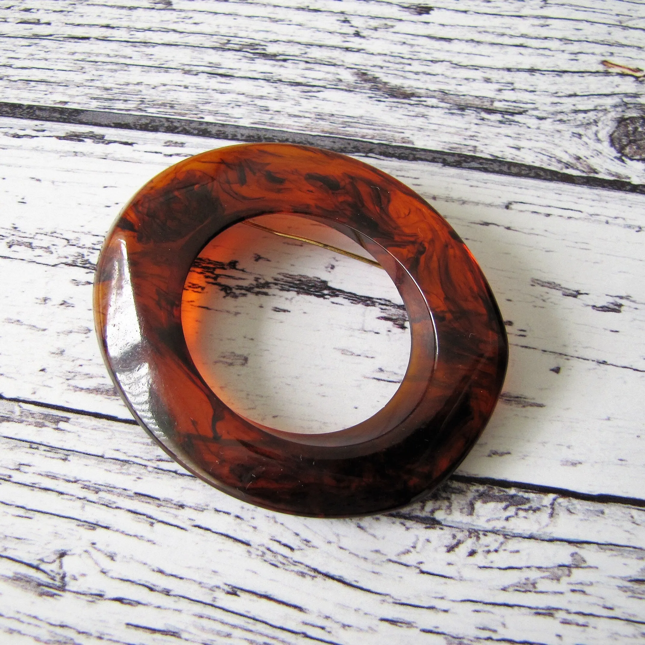 Huge 1930s Art Deco Amber Bakelite  Brooch