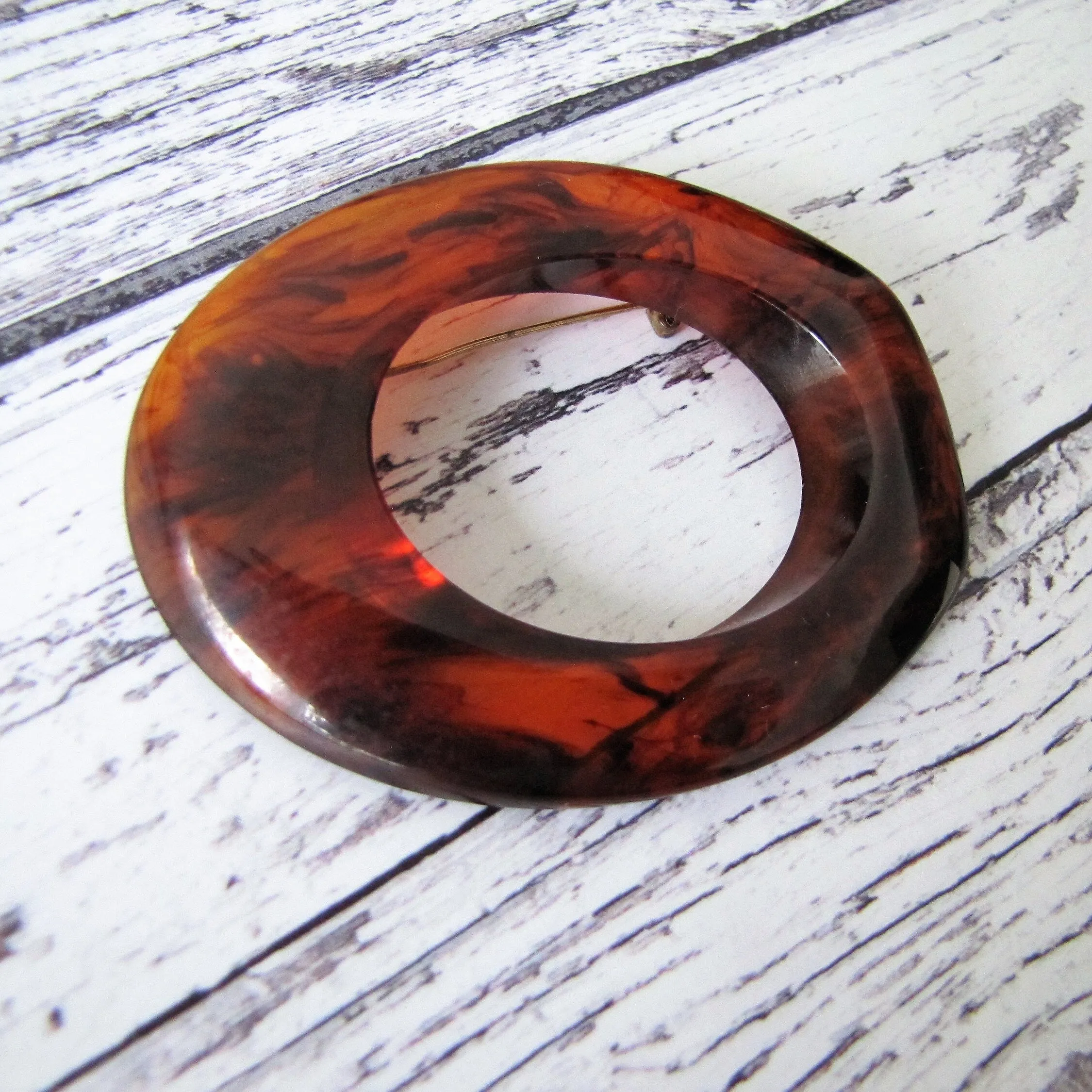 Huge 1930s Art Deco Amber Bakelite  Brooch