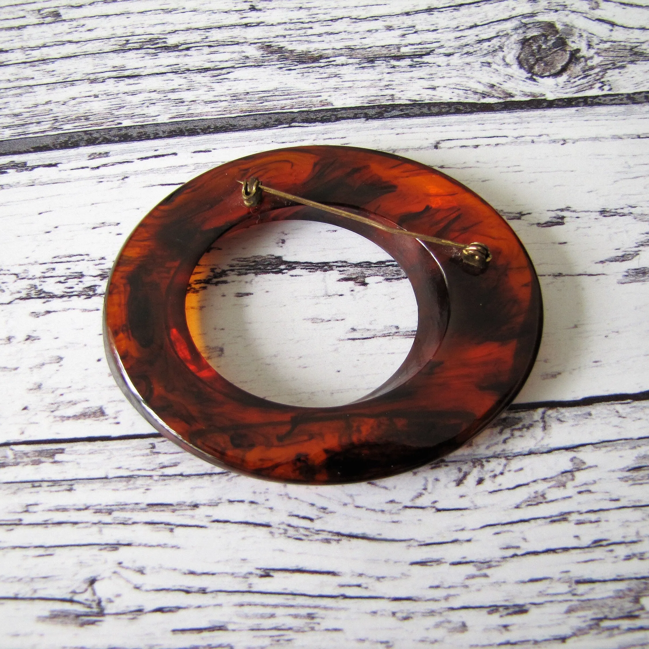 Huge 1930s Art Deco Amber Bakelite  Brooch