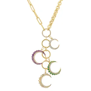 HYBRID PAPERCLIP/ROLO LINK W/GOLD & DIAMOND CHAIN ENHANCERS W/PENDANTS