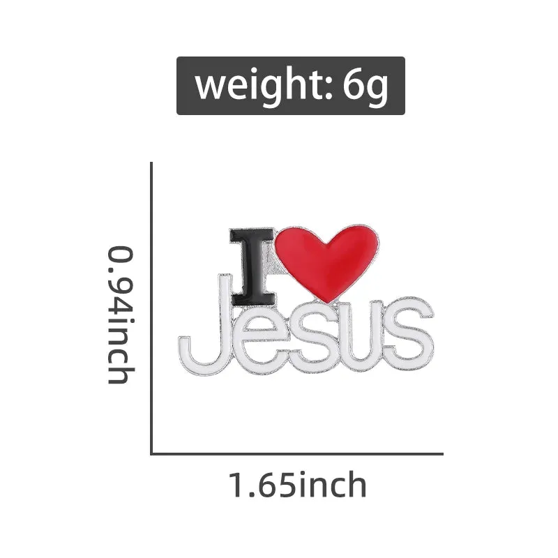 I Love Jesus Enamel Pins Religious Brooches Metal Badge