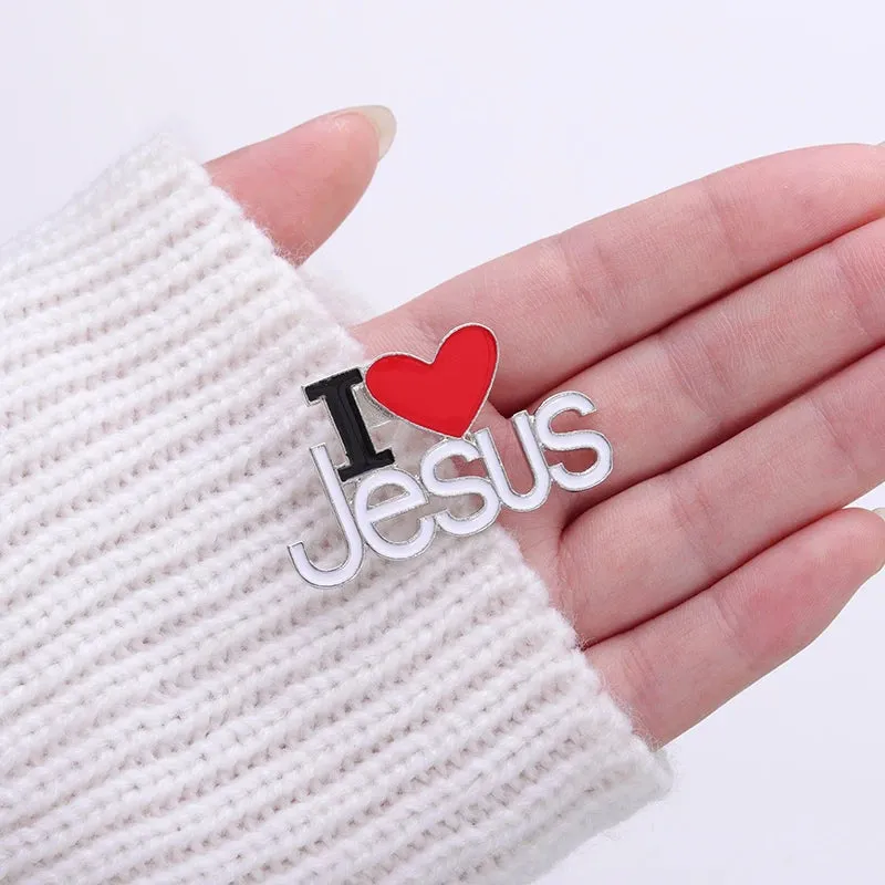 I Love Jesus Enamel Pins Religious Brooches Metal Badge
