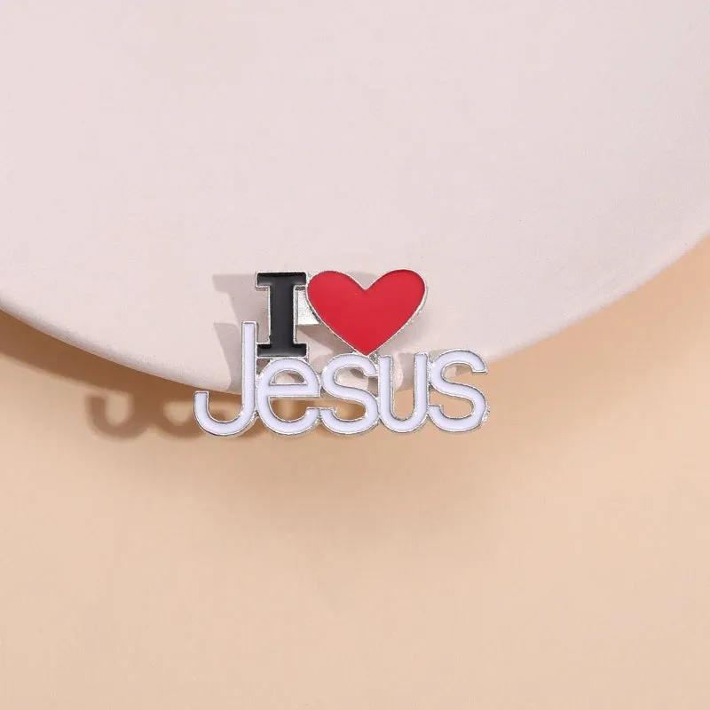 I Love Jesus Enamel Pins Religious Brooches Metal Badge