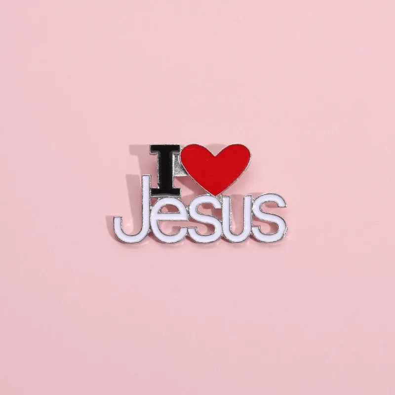I Love Jesus Enamel Pins Religious Brooches Metal Badge