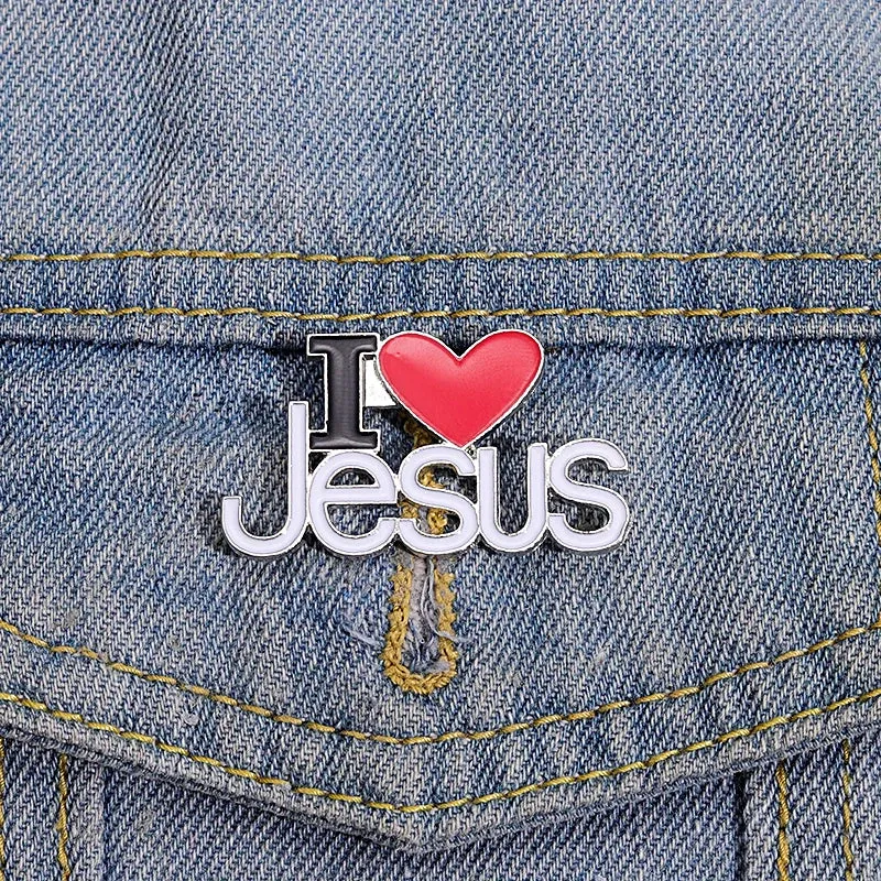 I Love Jesus Enamel Pins Religious Brooches Metal Badge