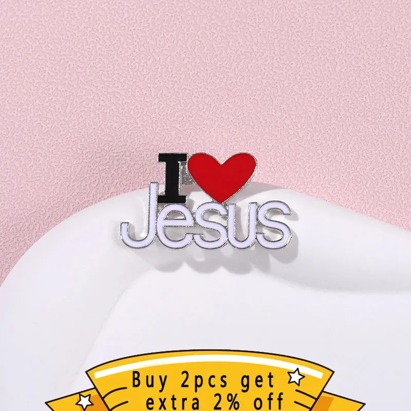 I Love Jesus Enamel Pins Religious Brooches Metal Badge