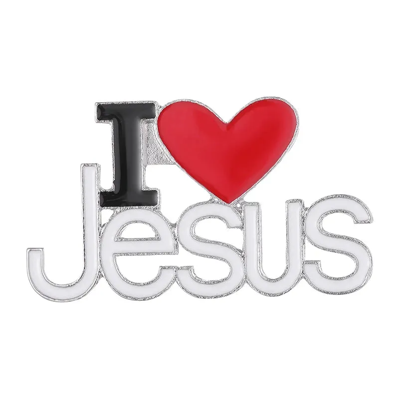 I Love Jesus Enamel Pins Religious Brooches Metal Badge