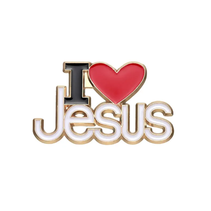 I Love Jesus Enamel Pins Religious Brooches Metal Badge