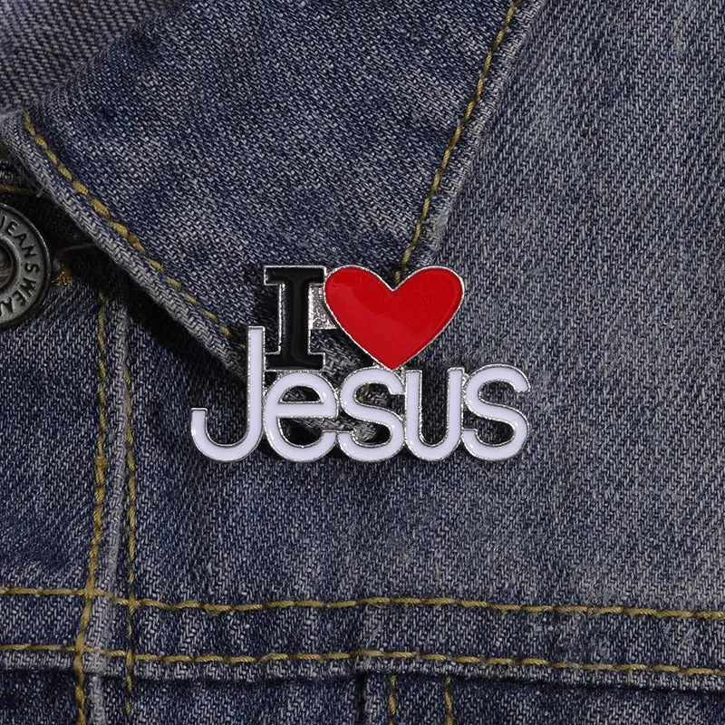 I Love Jesus Enamel Pins Religious Brooches Metal Badge