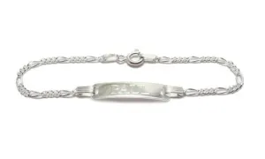 Impeccable Sterling Silver Engravable Child's Thin Figaro I.D. Bracelet - 6 Inch