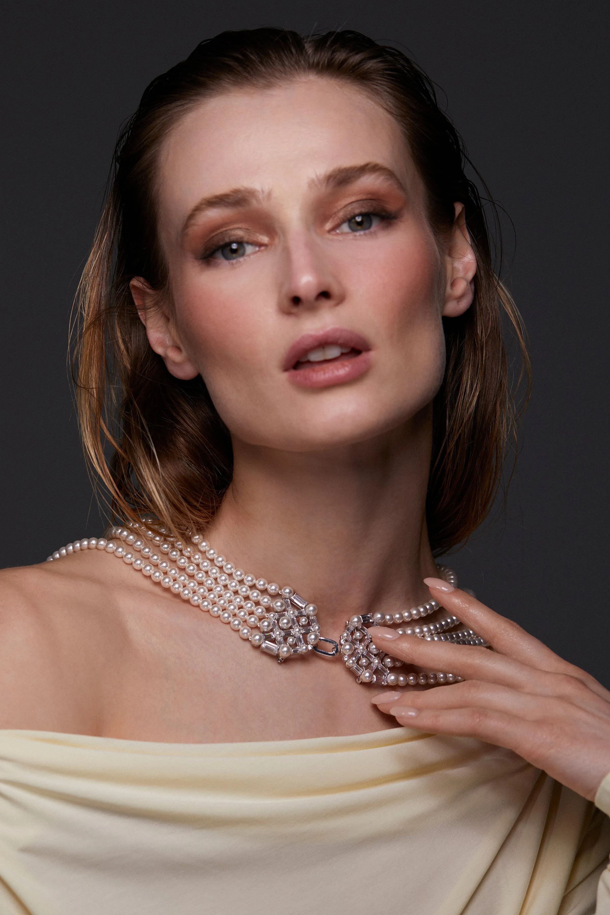 INGRID MULTI PEARL STRAND DOUBLE BROOCH