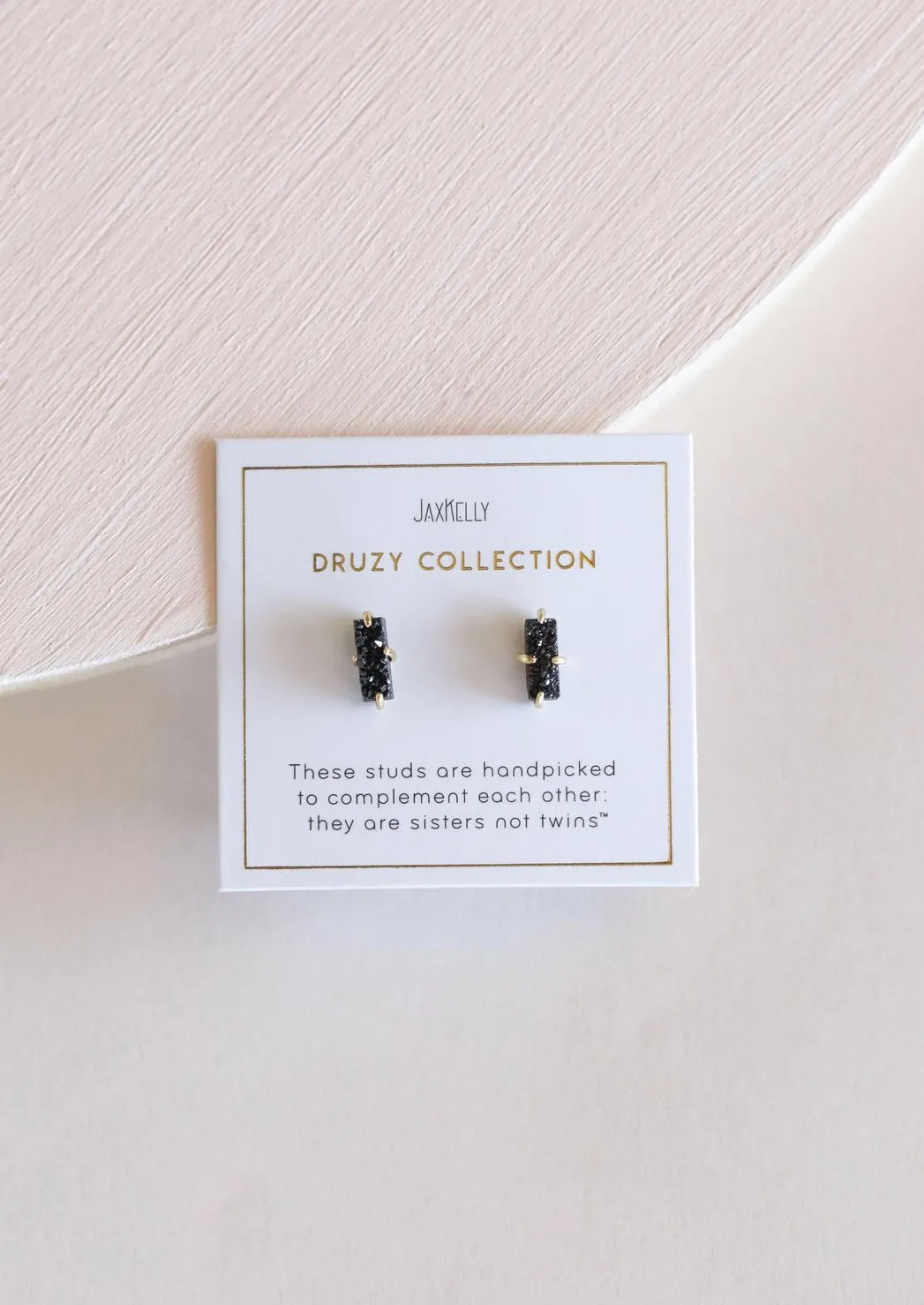JaxKelly Black Druzy Bar Earrings