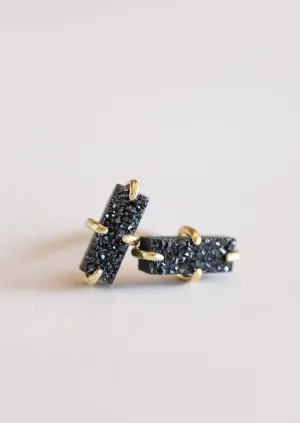 JaxKelly Black Druzy Bar Earrings
