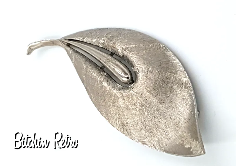 JJ Vintage Leaf Brooch with Mid Century Modern Style
