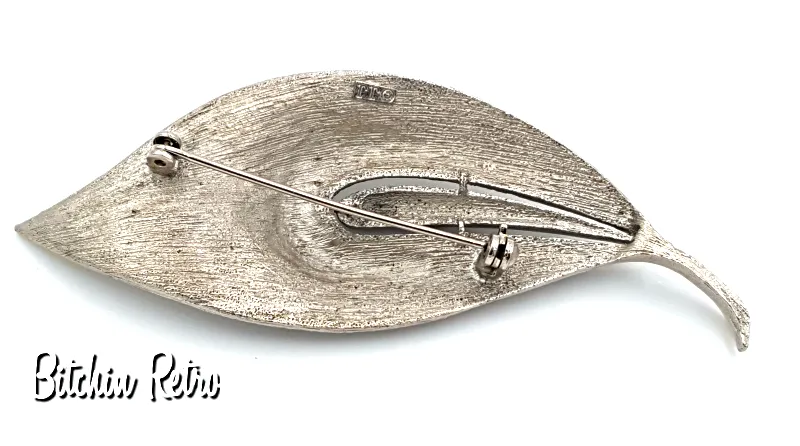 JJ Vintage Leaf Brooch with Mid Century Modern Style