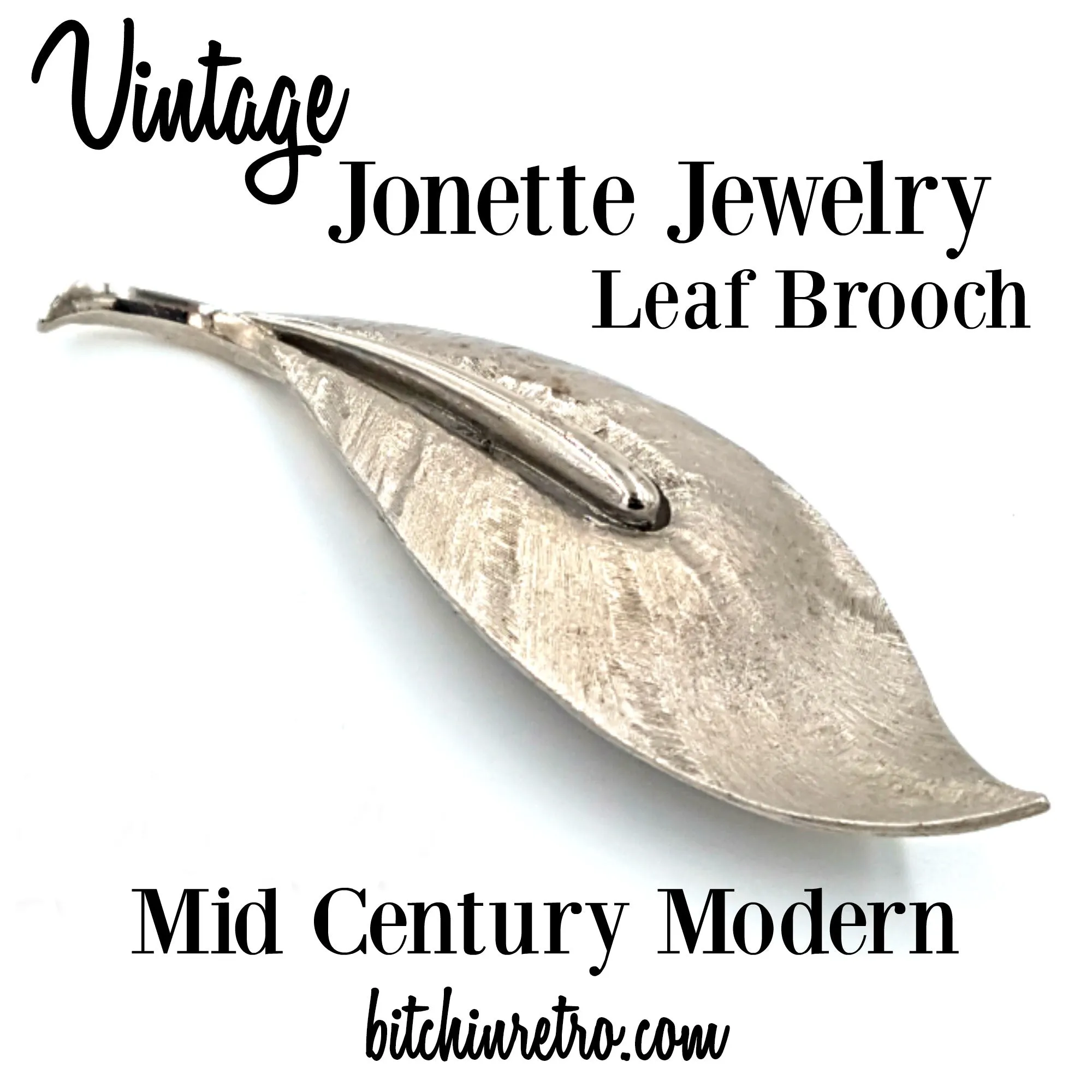 JJ Vintage Leaf Brooch with Mid Century Modern Style