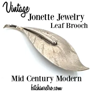 JJ Vintage Leaf Brooch with Mid Century Modern Style